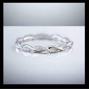 Boutique Simulated Diamond Rope Ring 14k WHITE GOLD